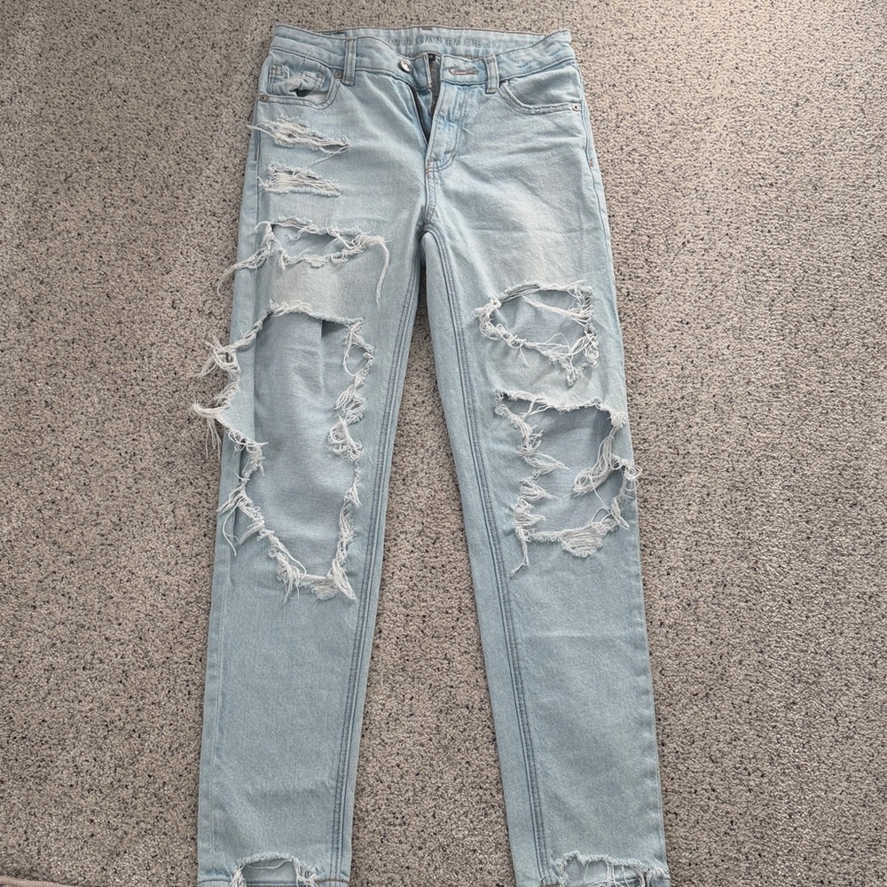 American Eagle Outfitters Light Blue Ripped Skinny Jeans